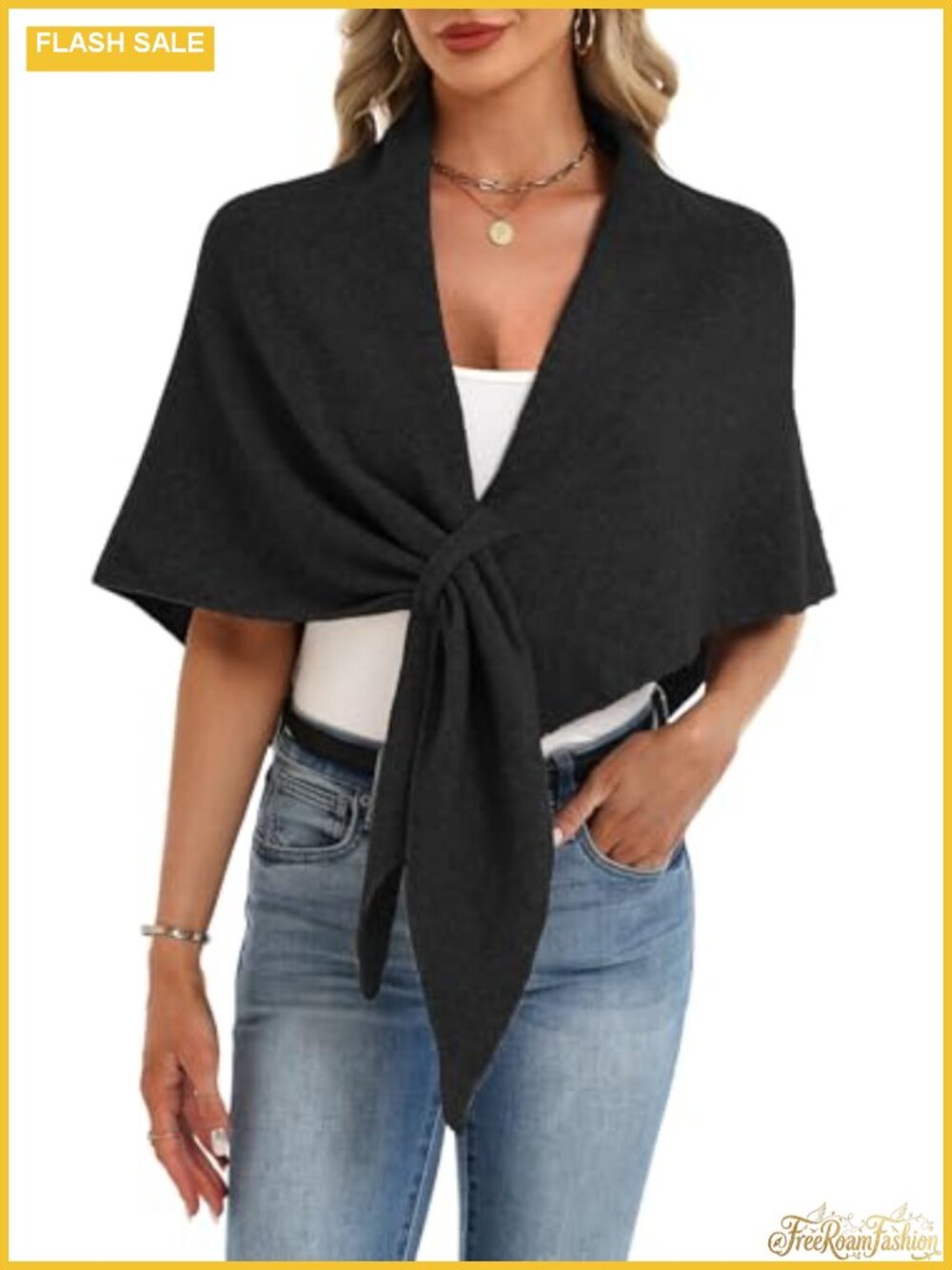 Knitted Shawl Wrap Sweater Poncho Scarf One Size Soft Slit Design